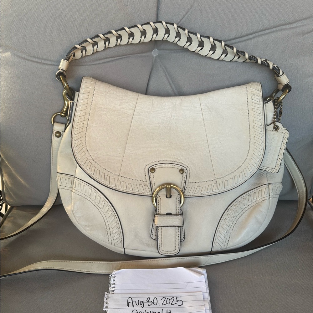 Coach White Leather Whipstitch Flap Crossbody/Shoulder Bag K1169-19004